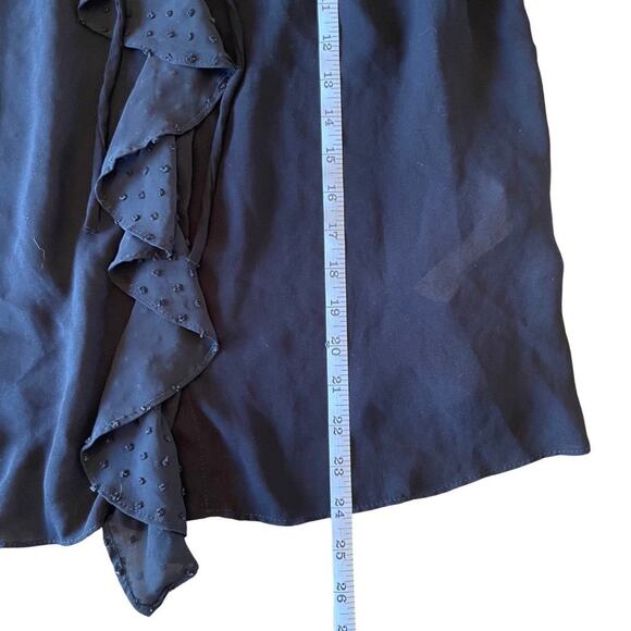 ZARA Ruffle Swiss Dot Sheer Balloon Sleeve Blouse Black Size Small 0632C - Picture 9 of 9